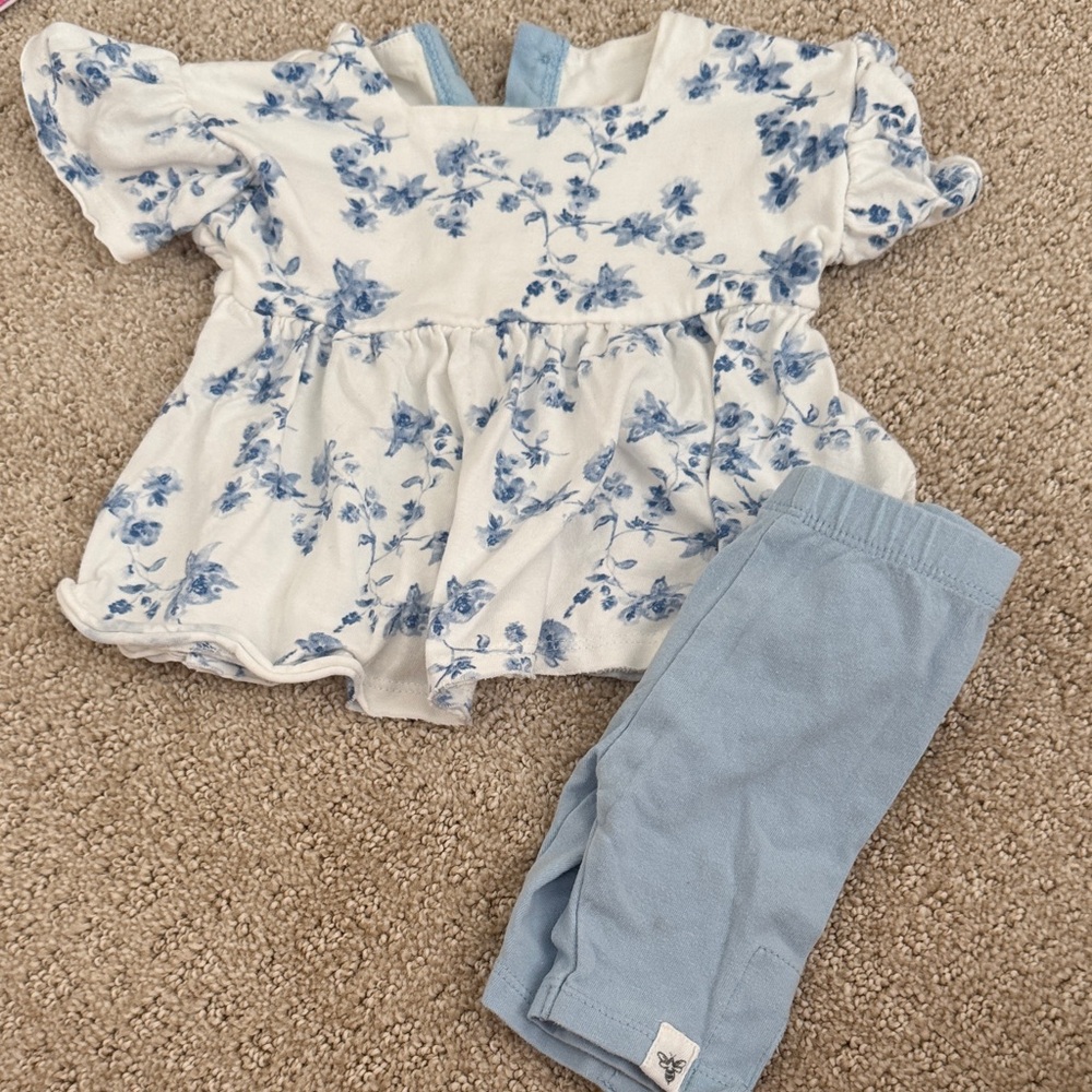 Burt's Bees Blue Floral Kids Matching Set